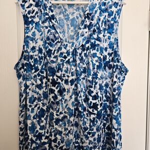 Calvin Klein Blue and White Floral Top